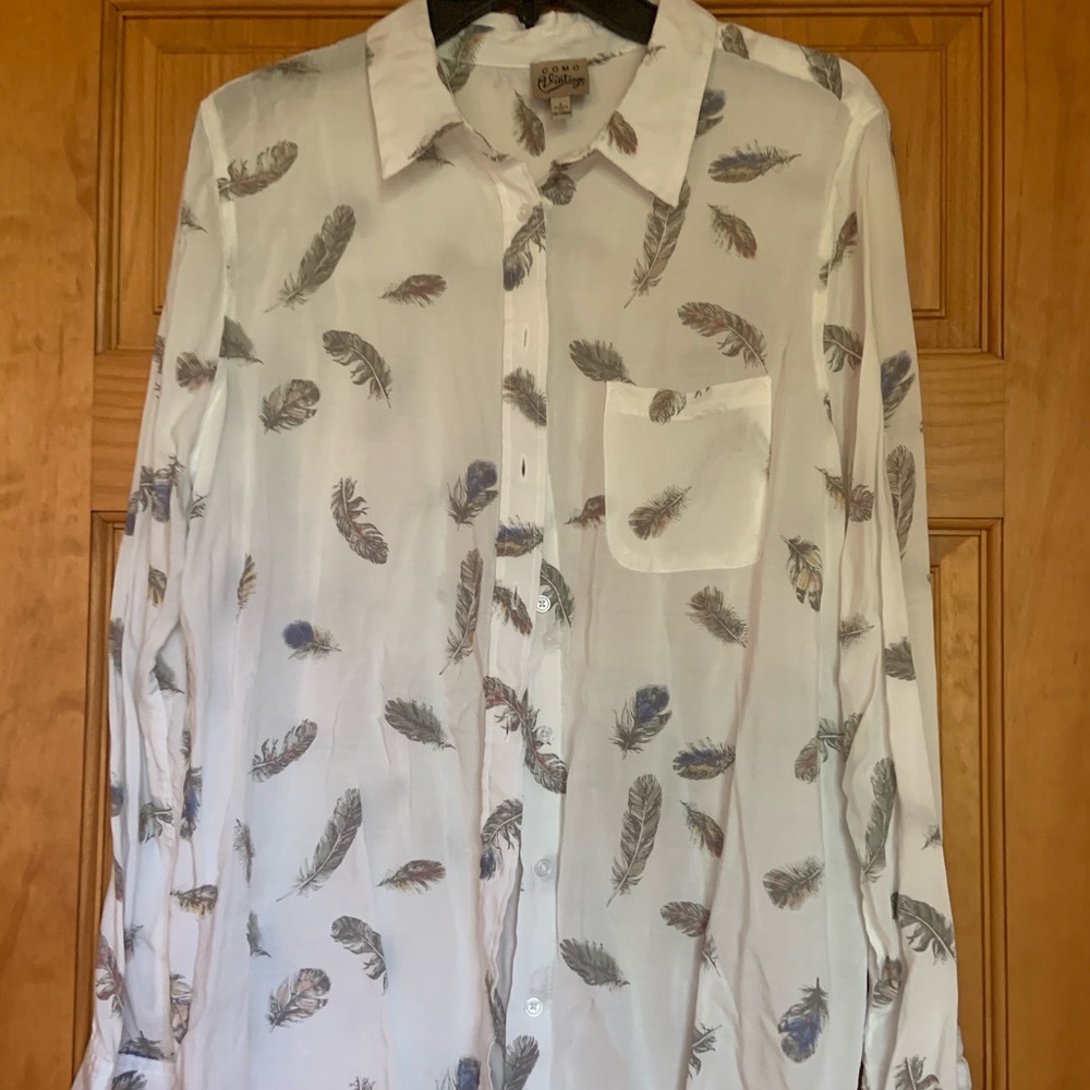 Como Vintage sheer feather blouse